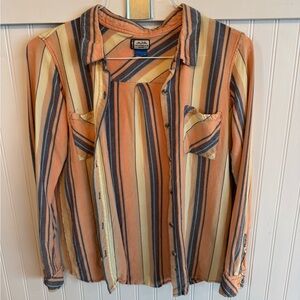 Kavu Shirt Womens X-Small Multicolor‎ Striped Top Long Sleeve Outdoor Button Up